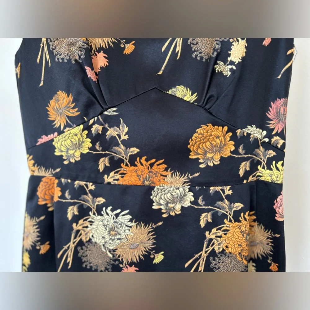 DRIES VAN NOTEN black orange Japonaise floral shift silk dress Size IT 38 - Picture 4 of 6